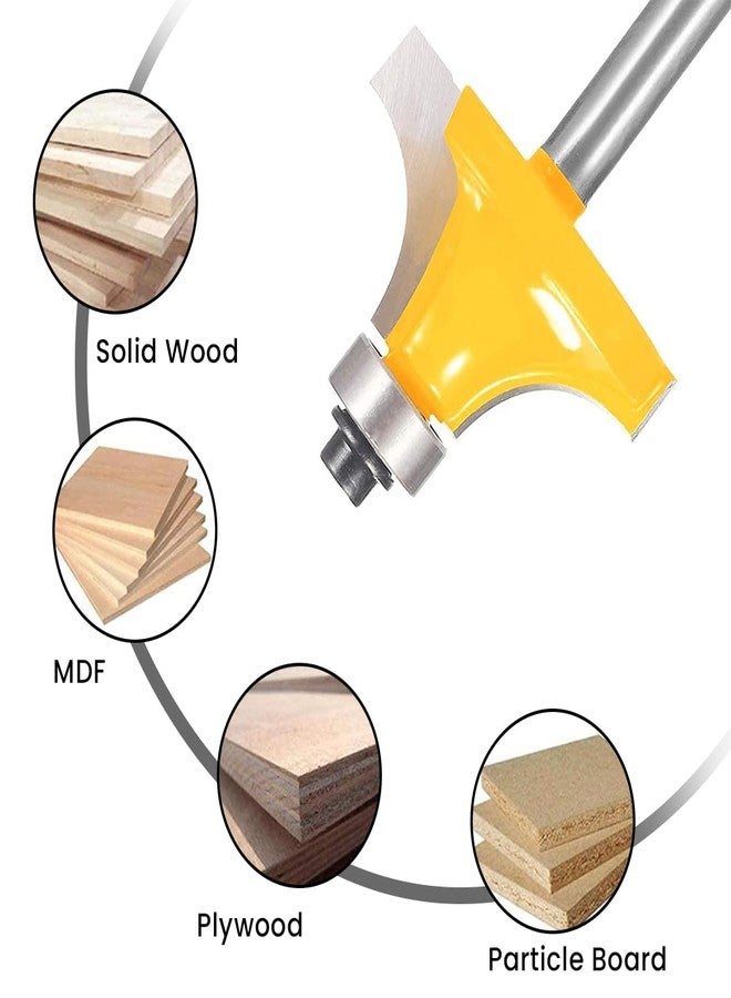 Serplex مجموعة رؤوس راوتر سيربلكس® 4 قطع، رؤوس راوتر للخشب، ساق 6 مم، نصف قطر 1/8 بوصة، 1/4 بوصة، 3/16 بوصة، 5/16 بوصة، دليل محمل لرأس تقريب الحواف - Image 4
